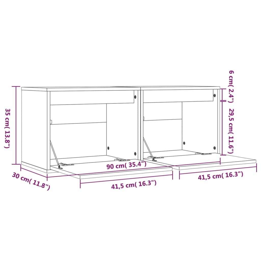 vidaXL Armarios pared 2 uds madera maciza pino marrón miel 45x30x35 cm