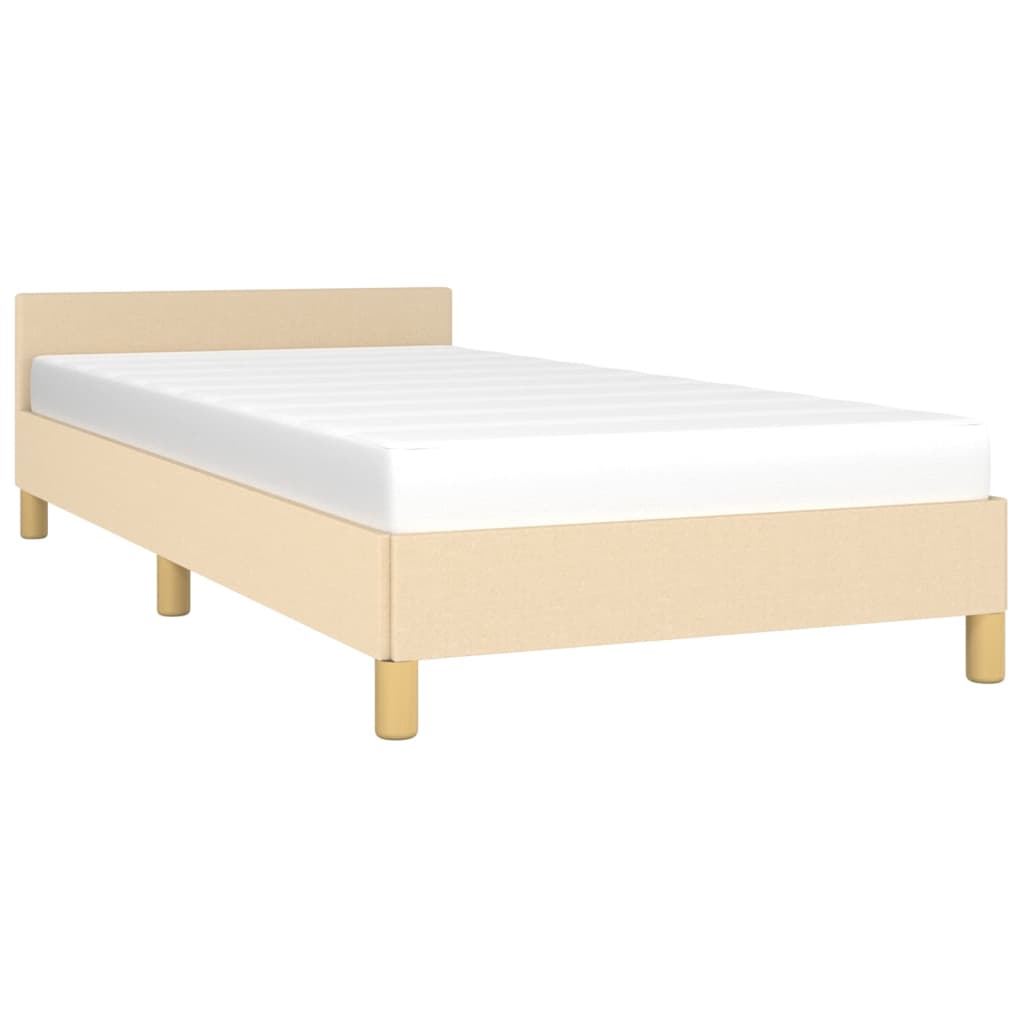 vidaXL Estructura de cama con cabecero sin colchón tela crema 90x200cm