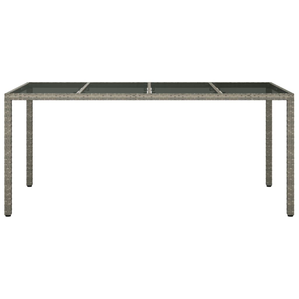 vidaXL Mesa jardín vidrio templado ratán sintético gris 190x90x75 cm