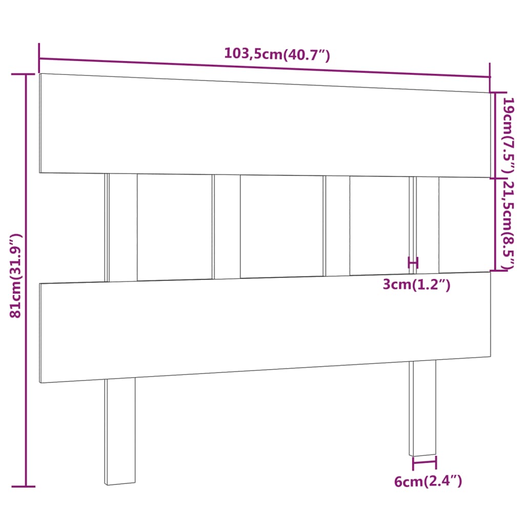 vidaXL Cabecero de cama madera maciza de pino gris 103,5x3x81 cm