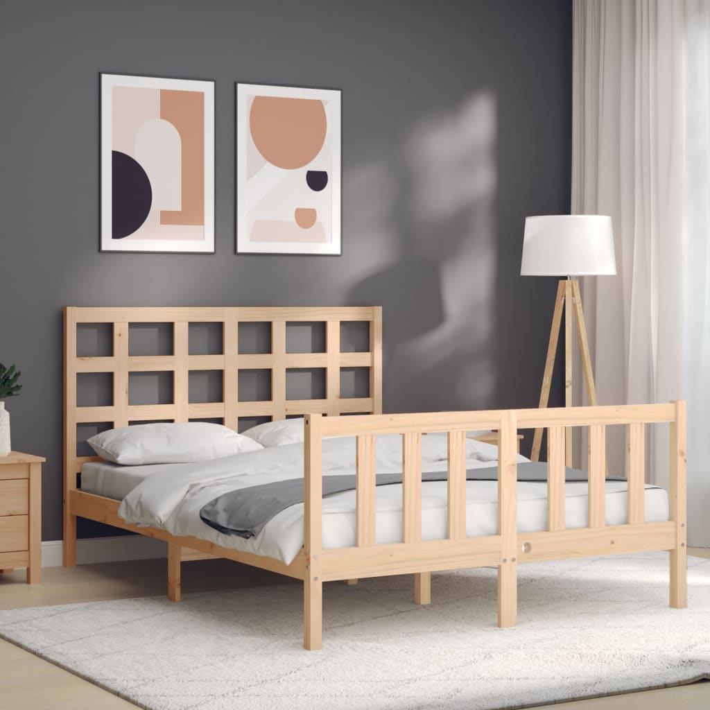 vidaXL Estructura de cama con cabecero madera maciza 140x200 cm