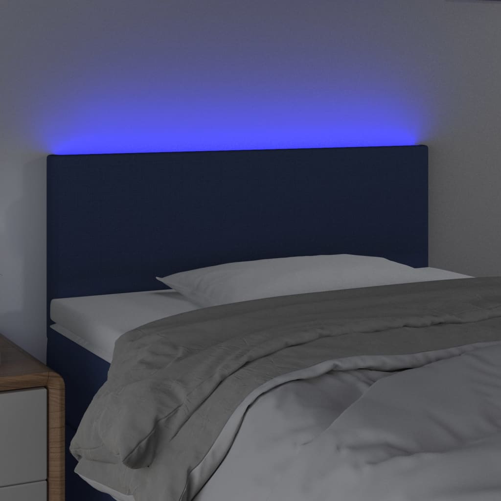vidaXL Cabecero con LED de tela azul 100x5x78/88 cm