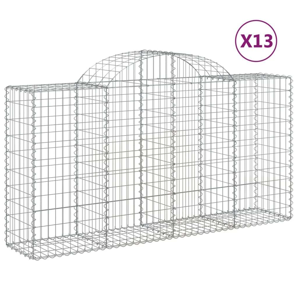 vidaXL Cestas de gaviones 13 uds forma arco hierro 200x50x100/120 cm