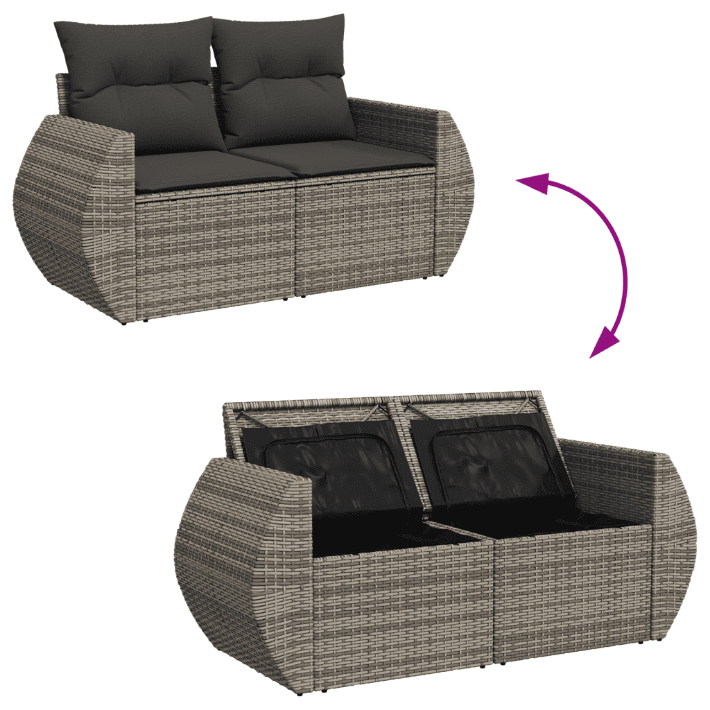 vidaXL Set de muebles de jardín 6 pzas y cojines ratán sintético gris