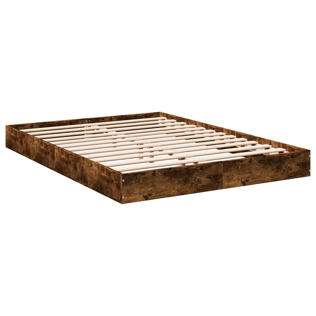 vidaXL Estructura de cama sin colchón madera roble ahumado 140x190 cm