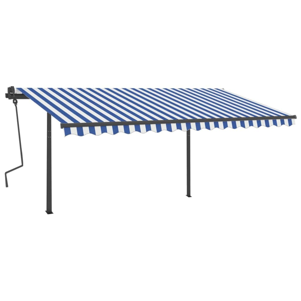 vidaXL Toldo manual retráctil con LED azul y blanco 4,5x3 m