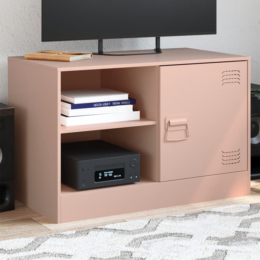 vidaXL Mueble para TV de acero rosa 67x39x44 cm