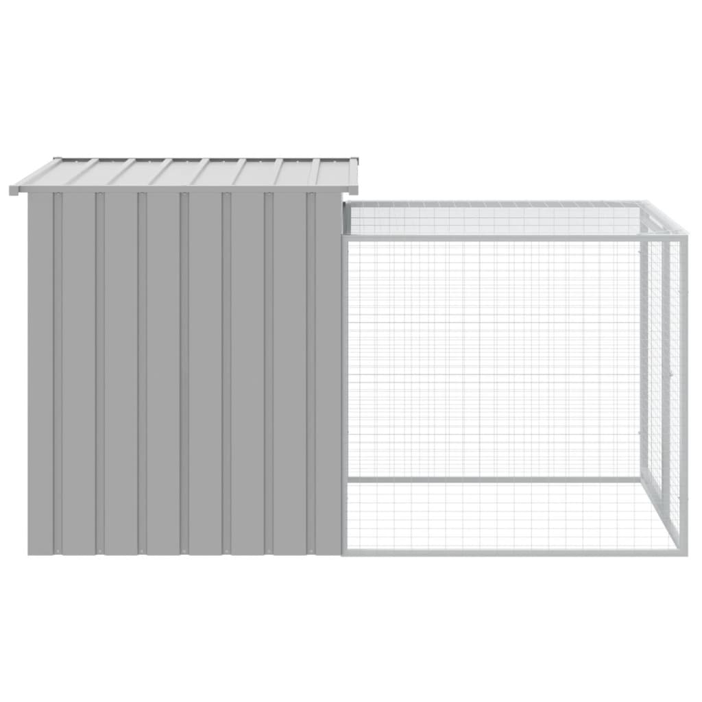 vidaXL Gallinero con corral acero galvanizado gris claro 110x201x110cm