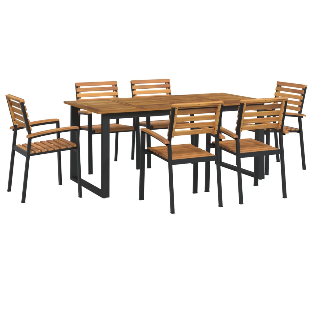 vidaXL Juego de comedor de jardín 7 pzas madera maciza acacia y metal