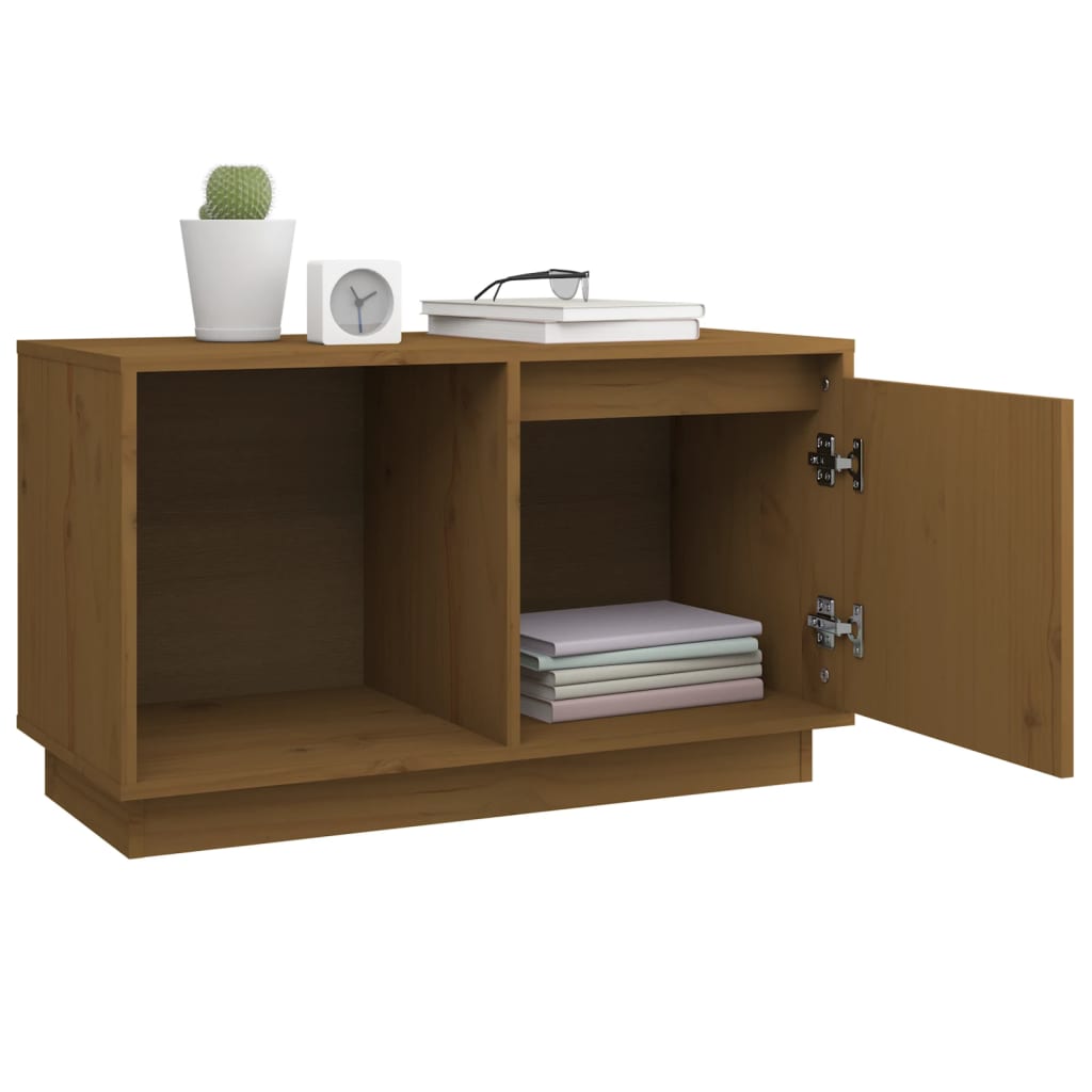 vidaXL Mueble de TV madera maciza de pino marrón miel 74x35x44 cm