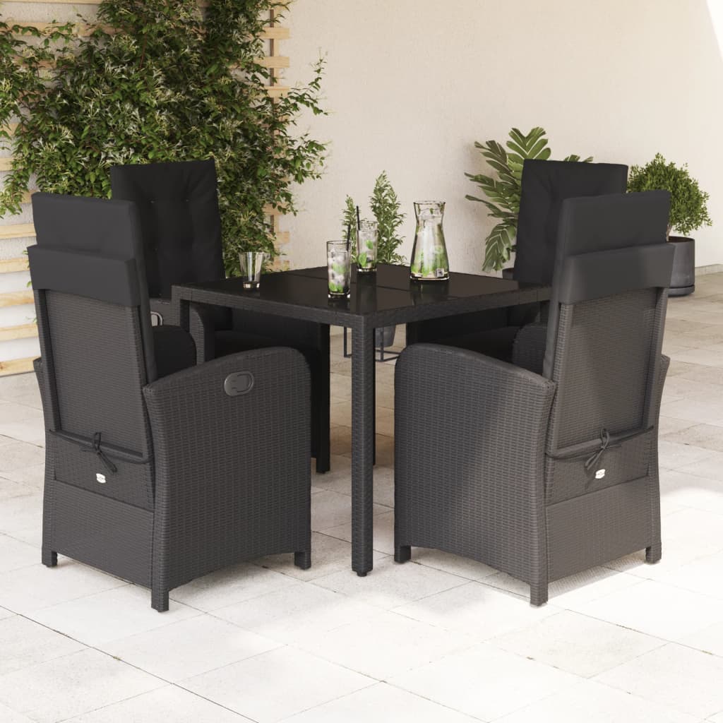 vidaXL Set de muebles jardín 5 pzas con cojines ratán sintético negro