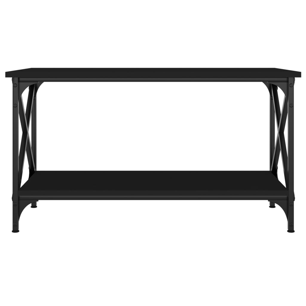 vidaXL Mesa de centro madera contrachapada y hierro negro 80x45x45 cm