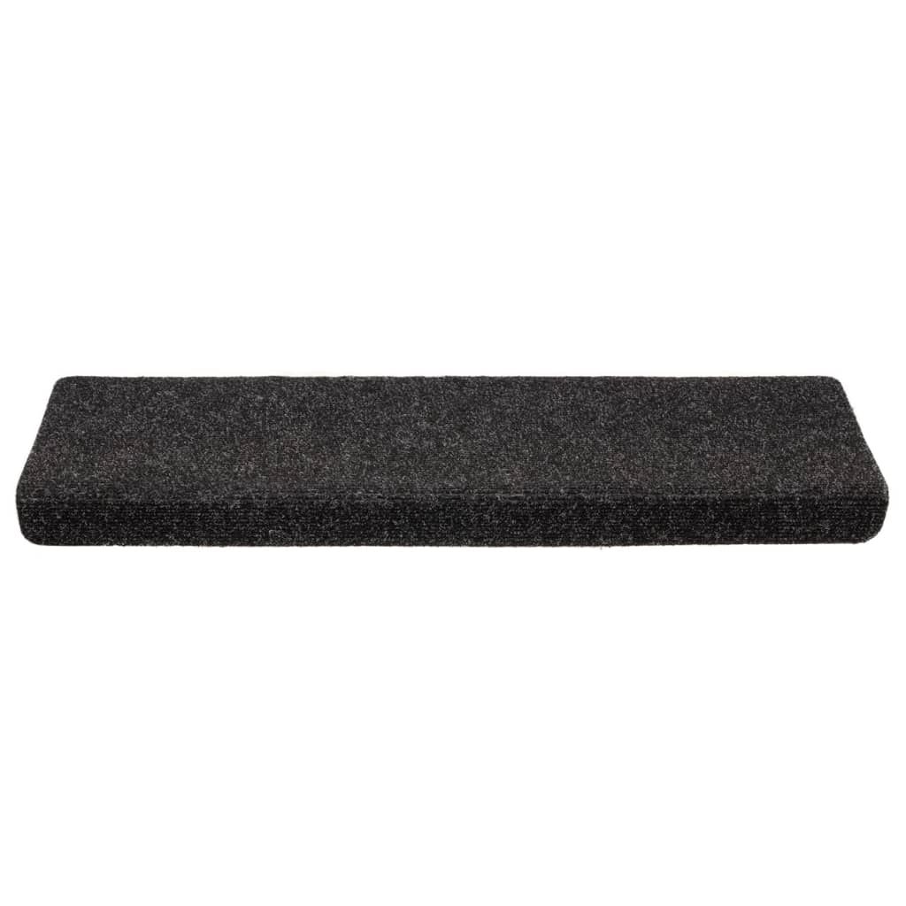 vidaXL Alfombrillas de escalera 5 unidades negro 65x21x4 cm