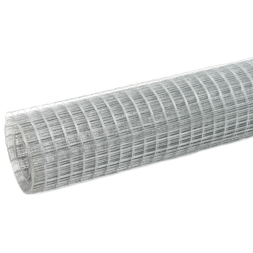 vidaXL Alambrada de gallinero acero galvanizado plateada 25x1,5 m