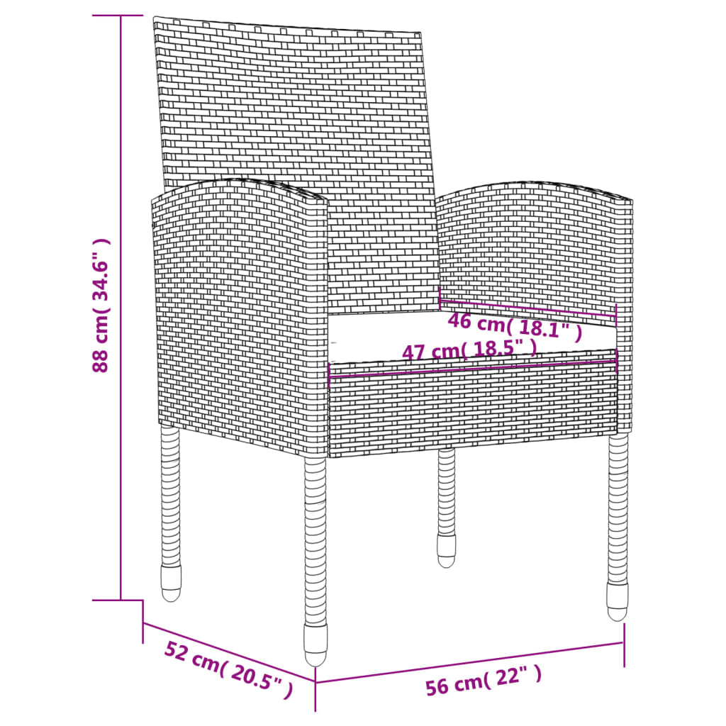 vidaXL Juego de comedor de jardín 5 pzas ratán sintético y acero negro