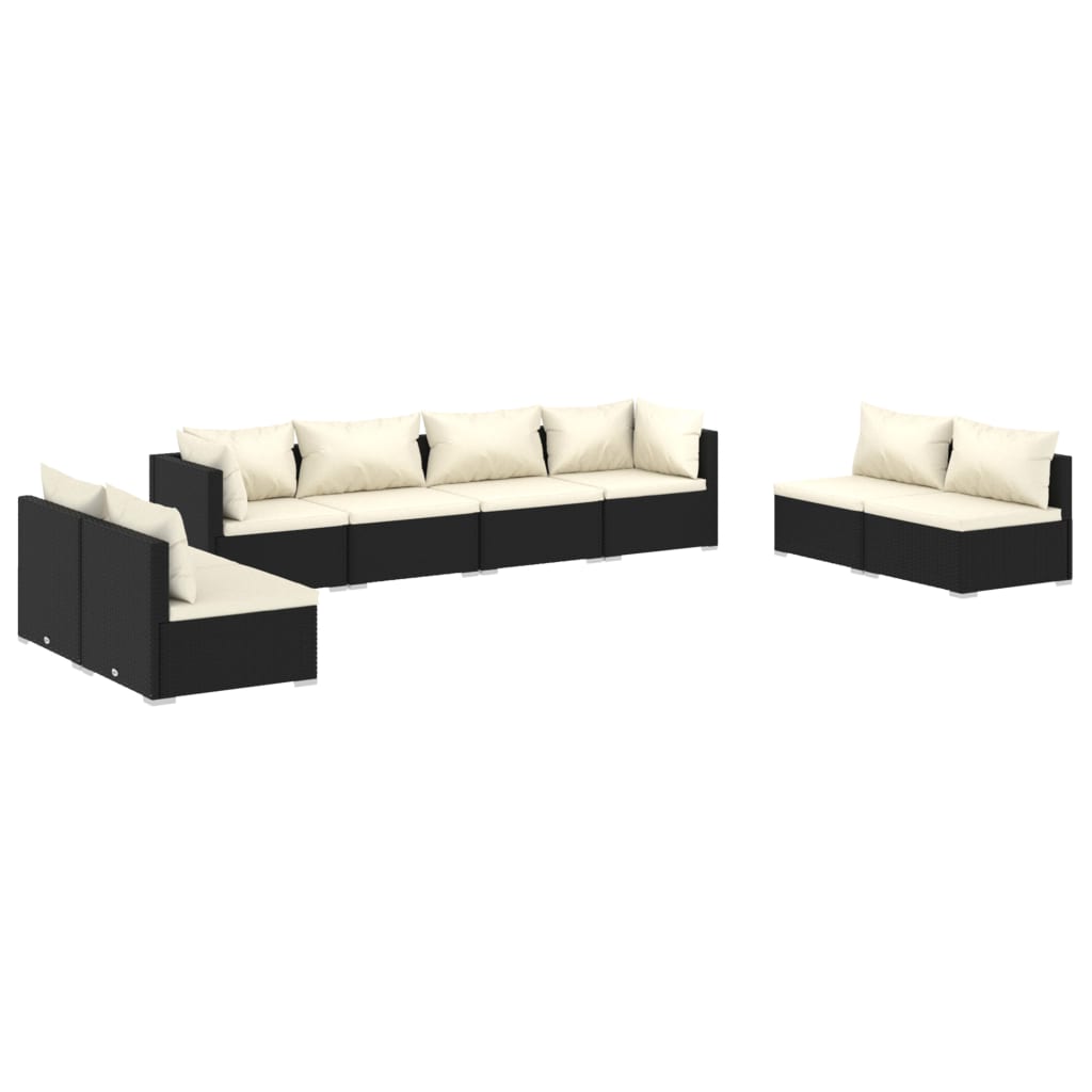 vidaXL Set de muebles de jardín 8 pzas y cojines ratán sintético negro