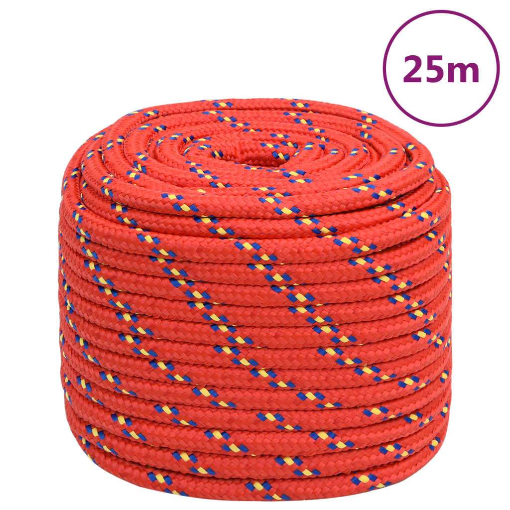 vidaXL Cuerda de barco polipropileno rojo 18 mm 25 m