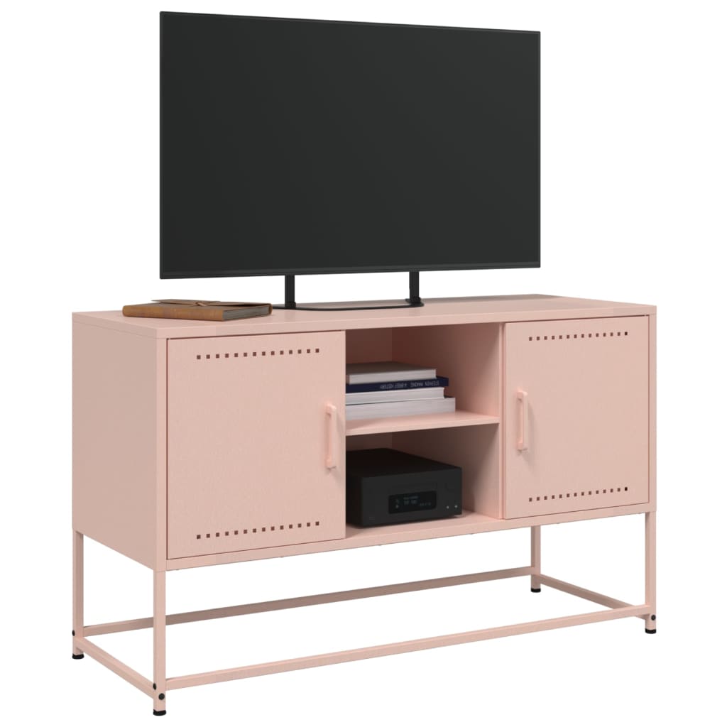 vidaXL Mueble para TV de acero rosa 100,5x39x60,5 cm