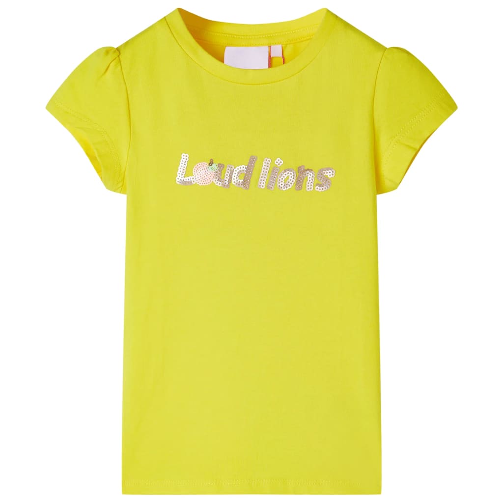 Camiseta infantil de manga casquillo amarillo chillón 128