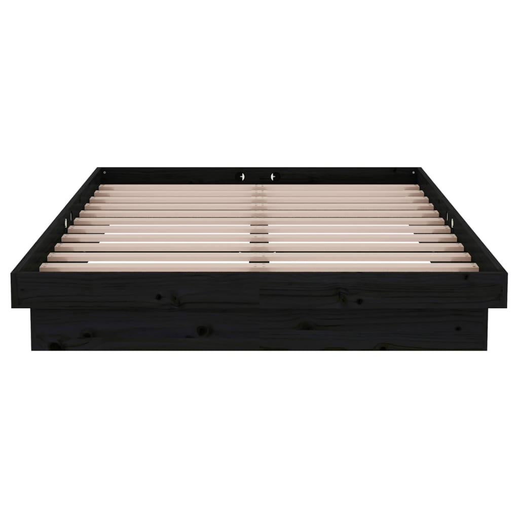 vidaXL Estructura de cama madera maciza negra 120x190 cm