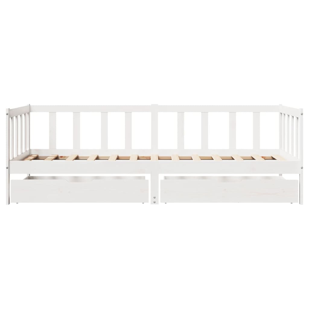 vidaXL Sofá cama con cajones madera maciza de pino blanca 90x190 cm