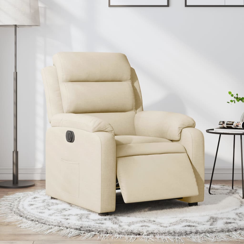 vidaXL Sillón reclinable eléctrico de tela crema