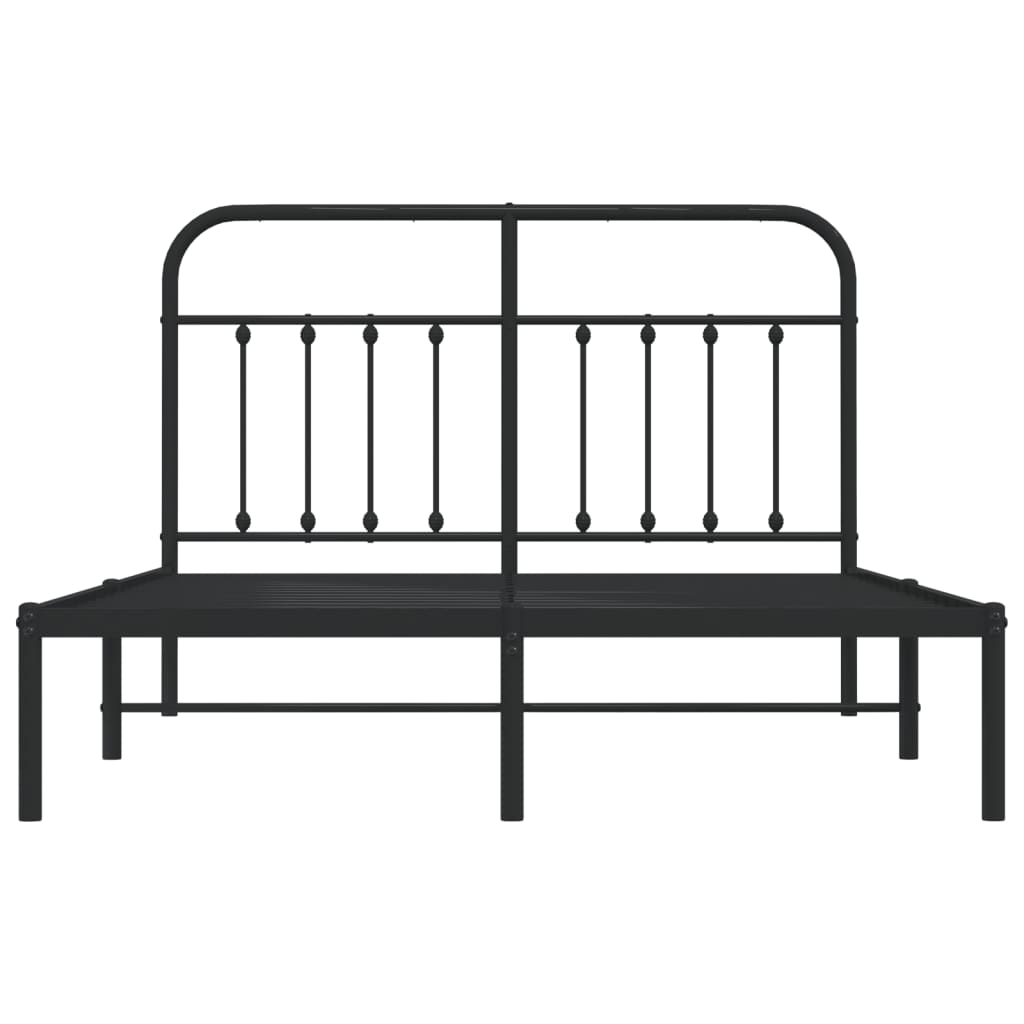 vidaXL Estructura cama sin colchón con cabecero metal negro 140x190 cm