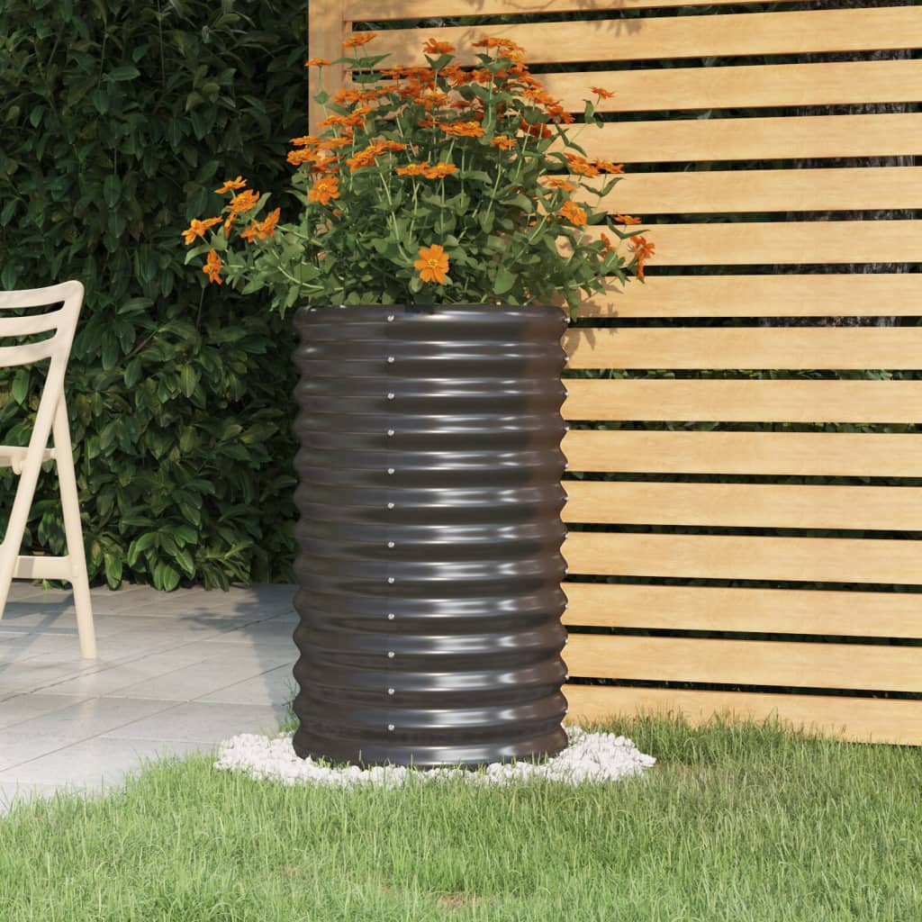 vidaXL Jardinera acero con recubrimiento polvo antracita 40x40x68 cm