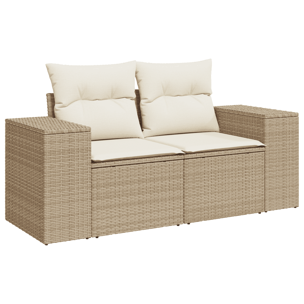 vidaXL Set sofás de jardín 7 piezas y cojines ratán sintético beige