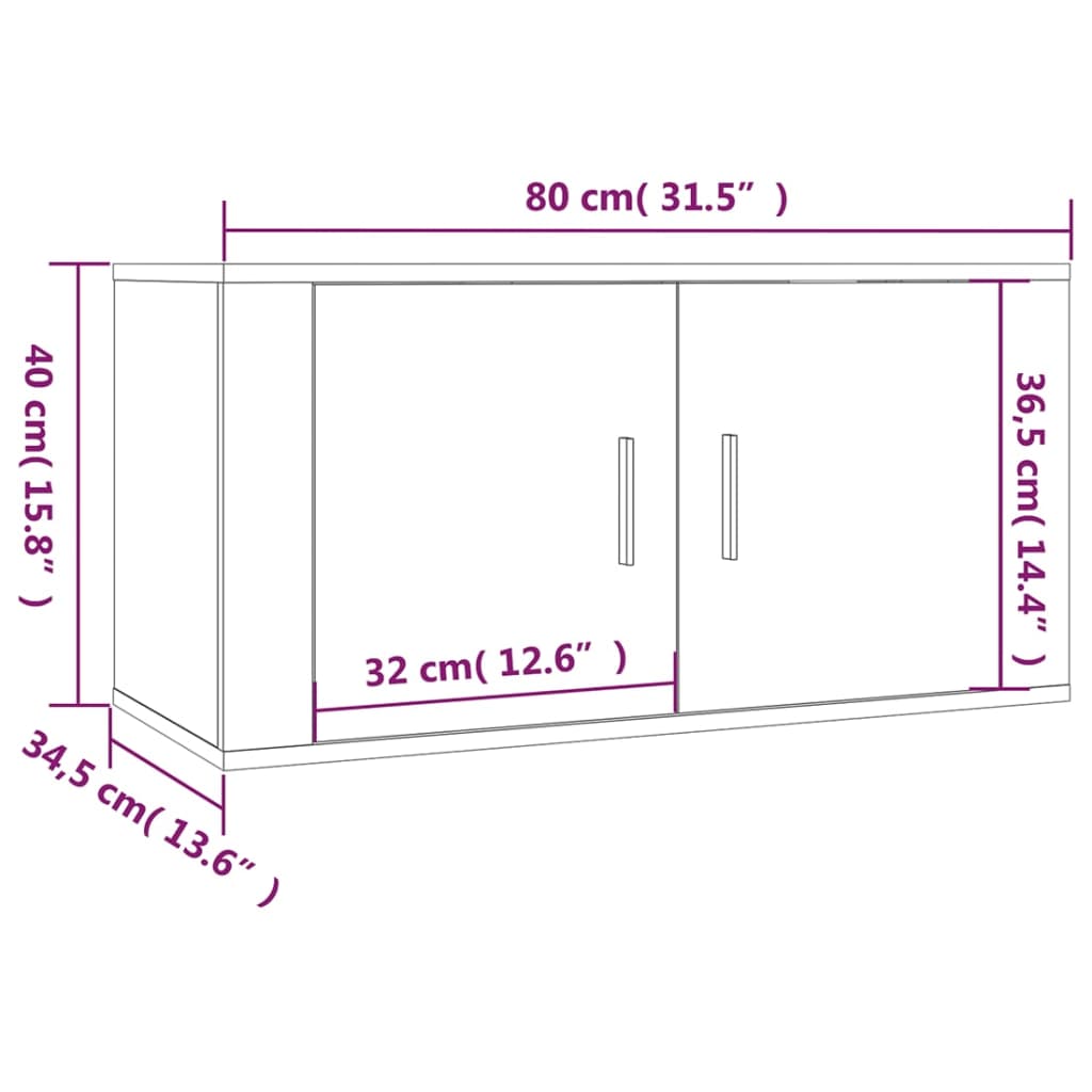 vidaXL Muebles para TV de pared 2 uds blanco 80x34,5x40 cm