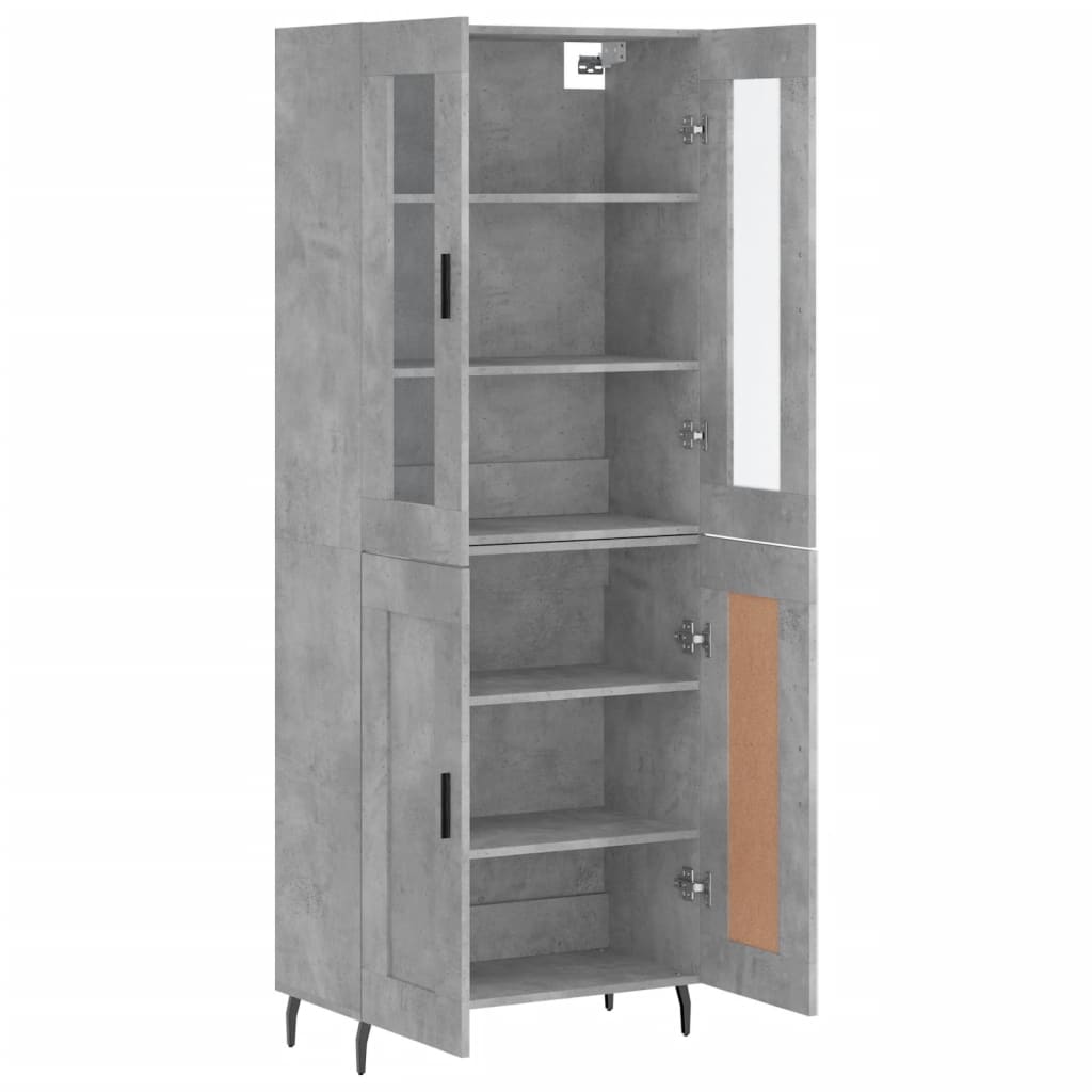 vidaXL Aparador alto madera contrachapada gris hormigón 69,5x34x180 cm