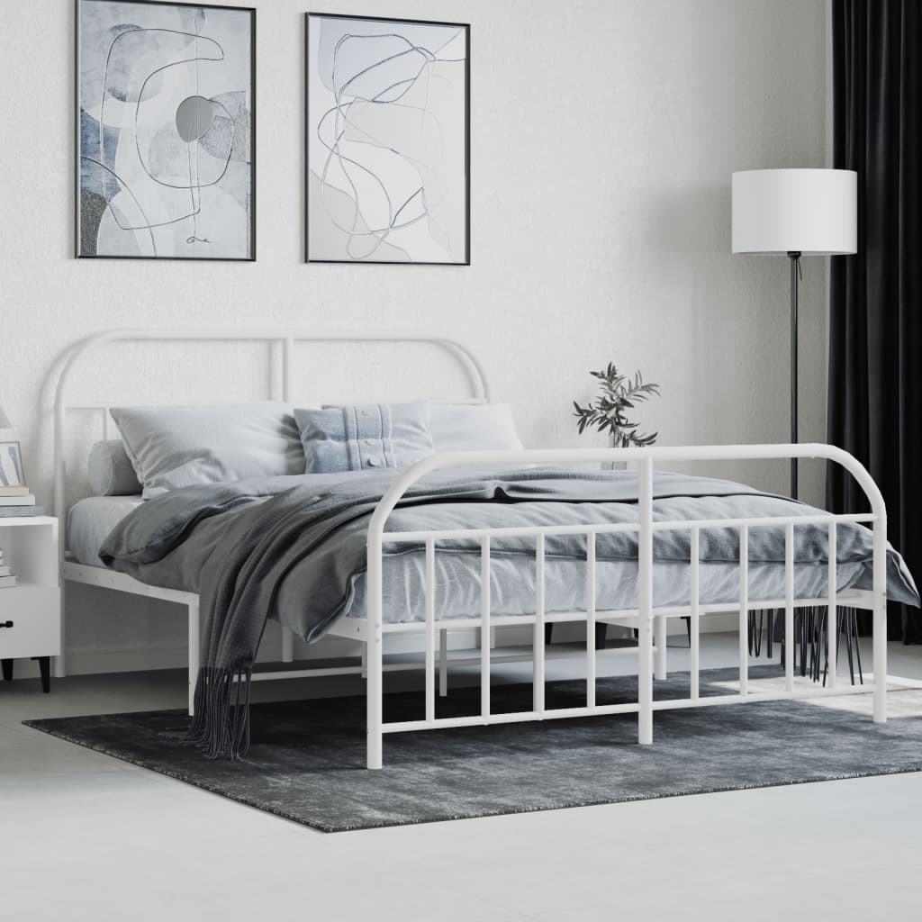 vidaXL Estructura cama sin colchón con estribo metal blanco 150x200 cm