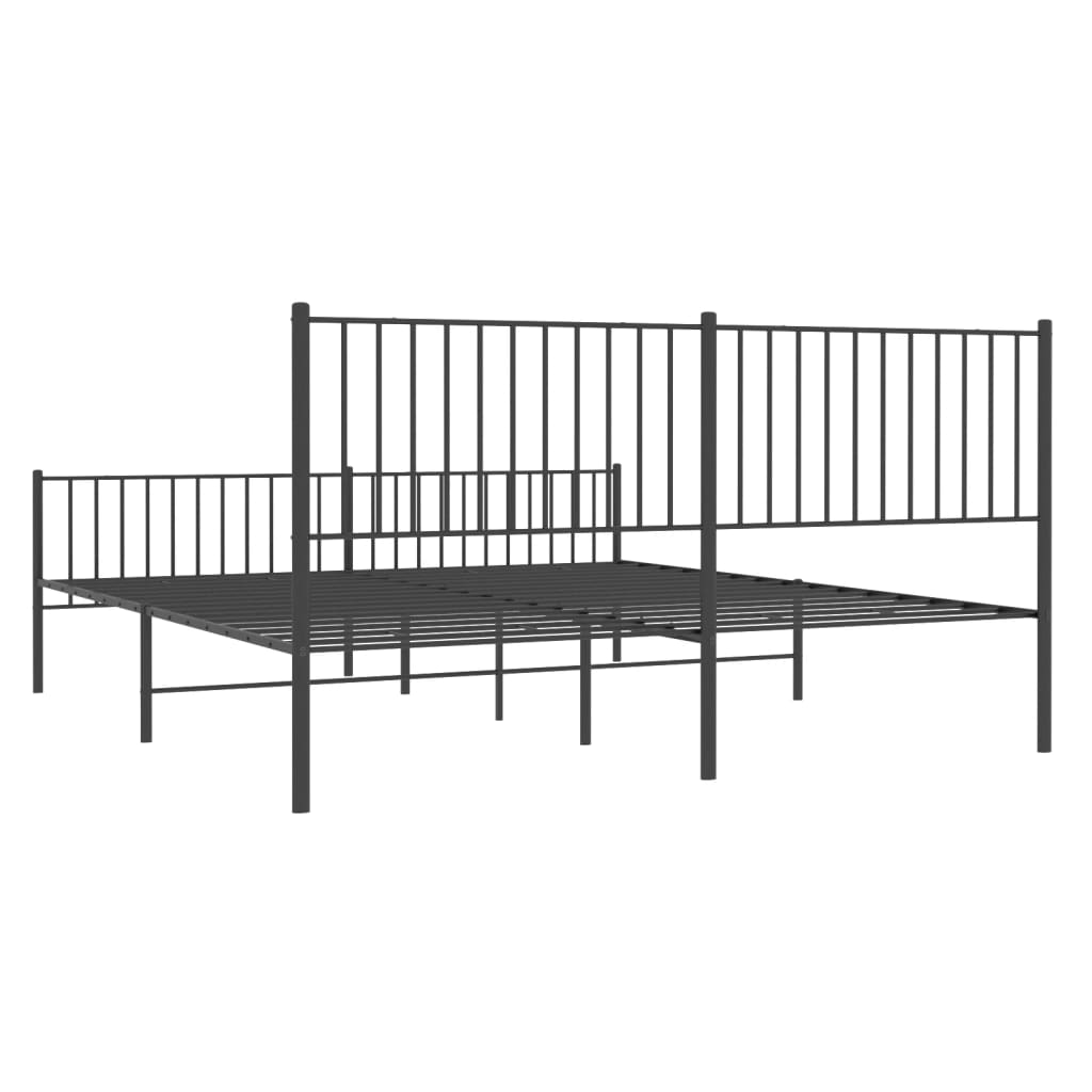 vidaXL Estructura cama sin colchón con estribo metal negro 180x200 cm