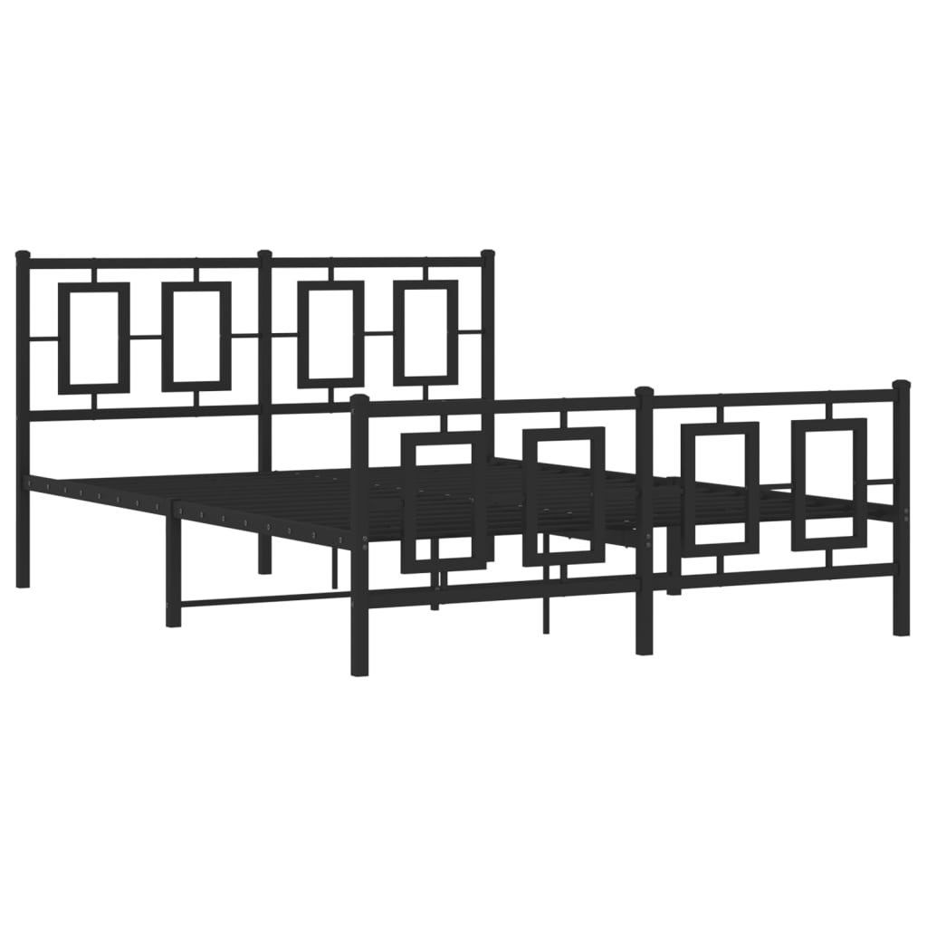 vidaXL Estructura cama sin colchón con estribo metal negro 135x190 cm