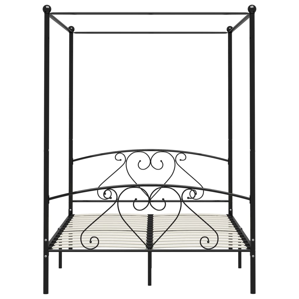 vidaXL Estructura cama con dosel sin colchón metal negro 140x200 cm