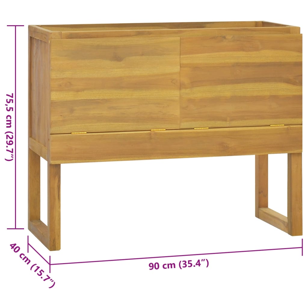 vidaXL Mueble de baño madera maciza de teca 90x40x75,5 cm