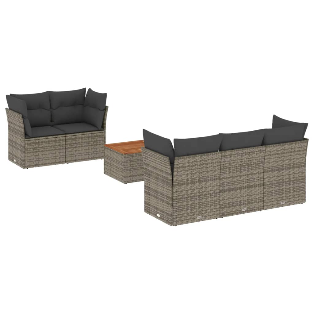 vidaXL Set de muebles de jardín 6 pzas y cojines ratán sintético gris