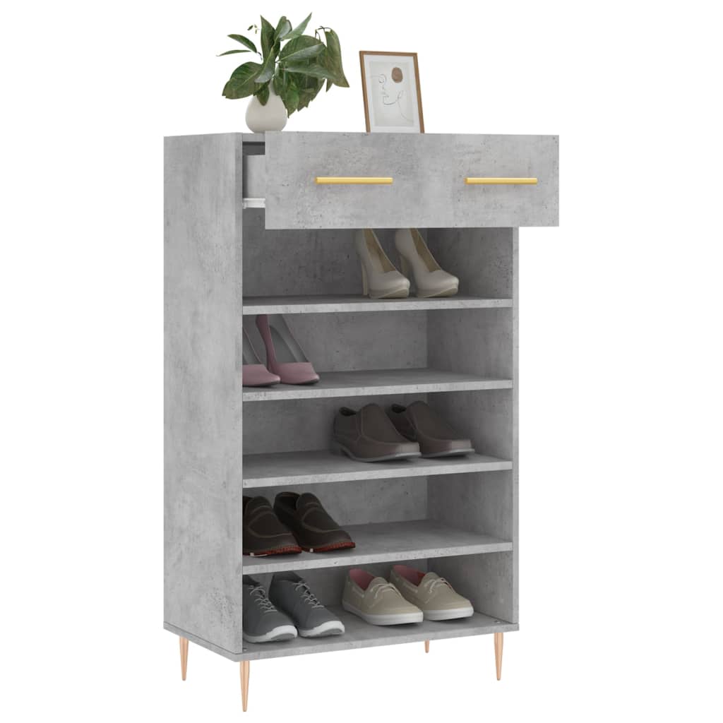 vidaXL Zapatero madera de ingeniería gris hormigón 60x35x105 cm