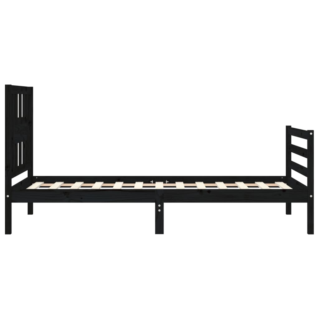 vidaXL Estructura de cama con cabecero madera maciza negro 100x200 cm