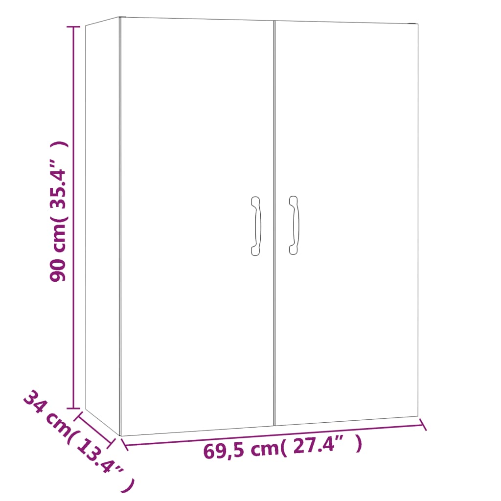 vidaXL Armario colgante madera de ingeniería roble Sonoma 69,5x34x90cm