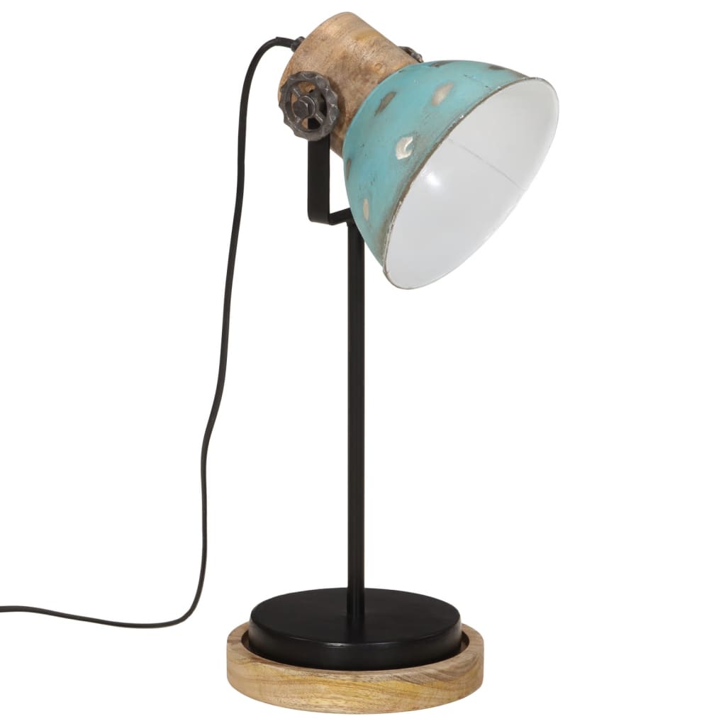 vidaXL Lámpara de escritorio azul desgastado 25 W E27 17x17x50 cm