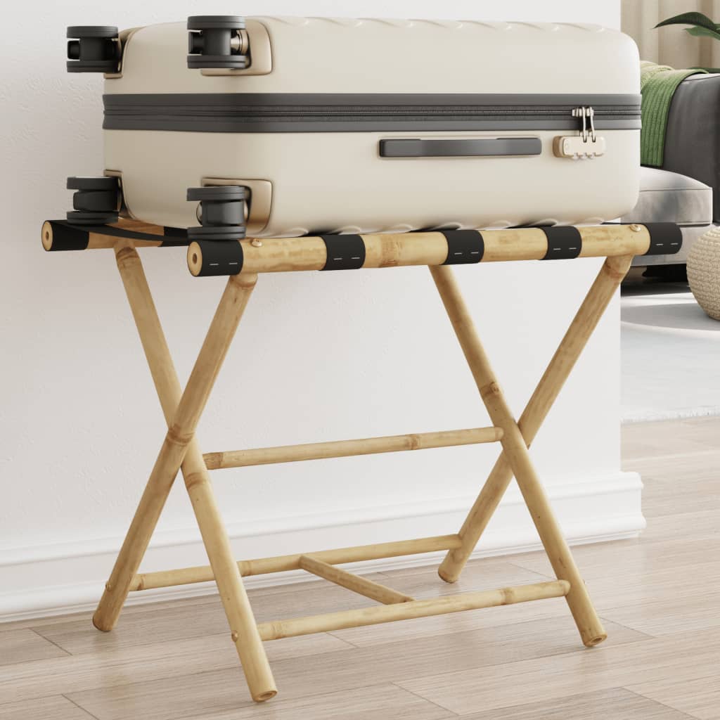 vidaXL Soporte plegable para maletas bambú 62x42x50,5 cm