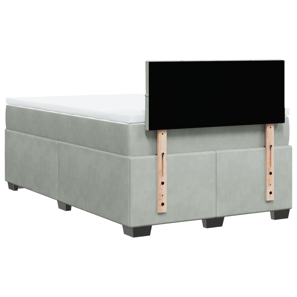 vidaXL Cama box spring con colchón terciopelo gris claro 120x190 cm