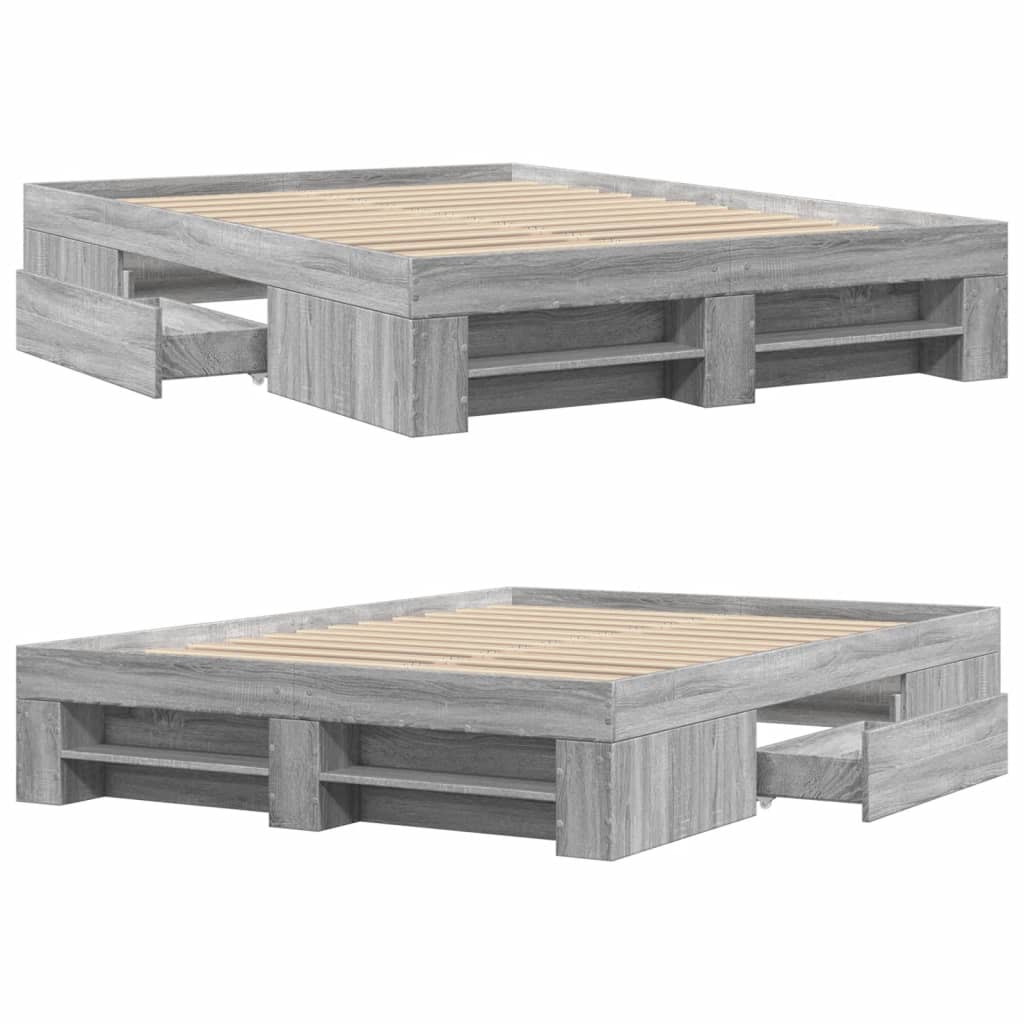 vidaXL Estructura de cama madera de ingeniería gris Sonoma 140x200 cm