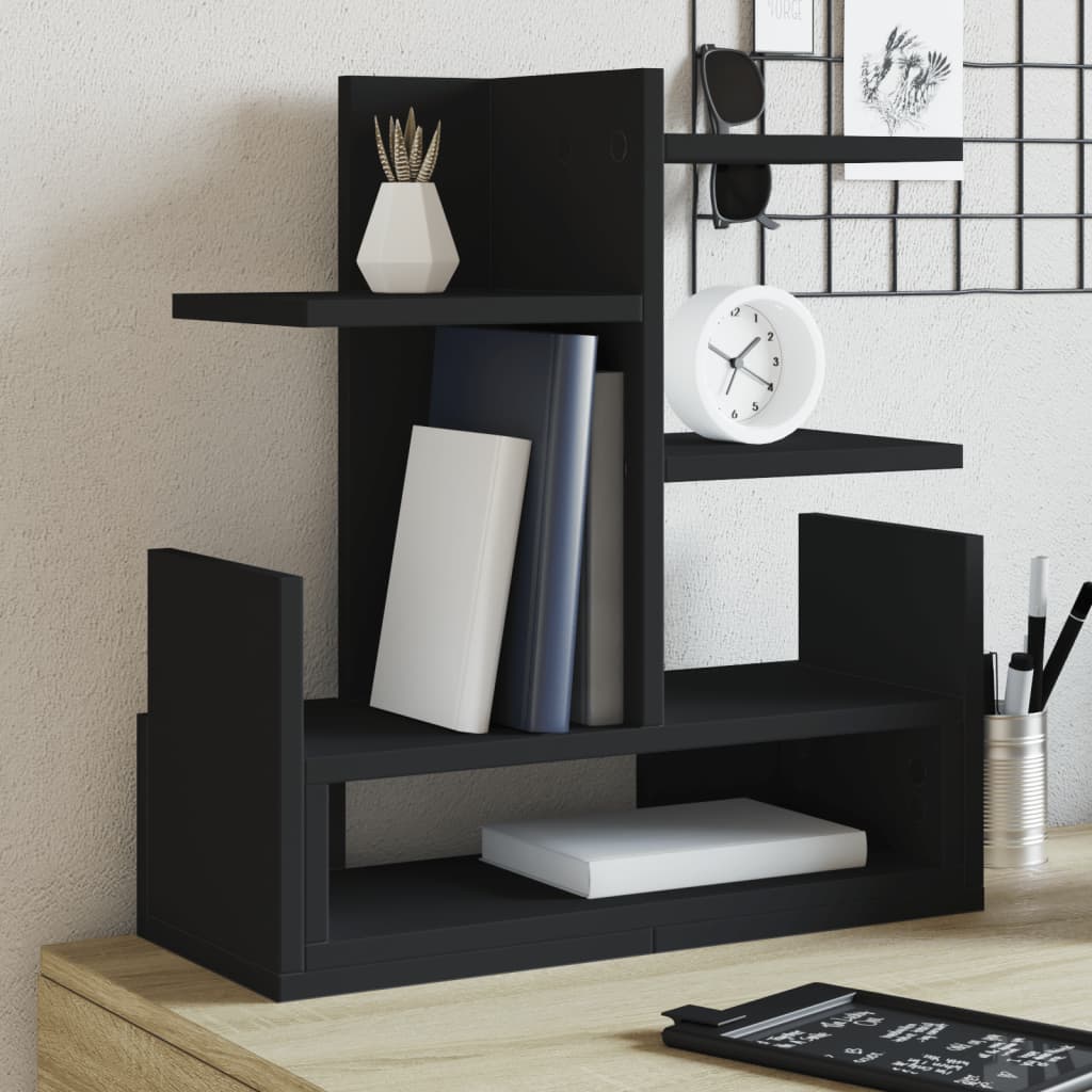 vidaXL Organizador de escritorio madera ingeniería negro 49x20x52,5 cm