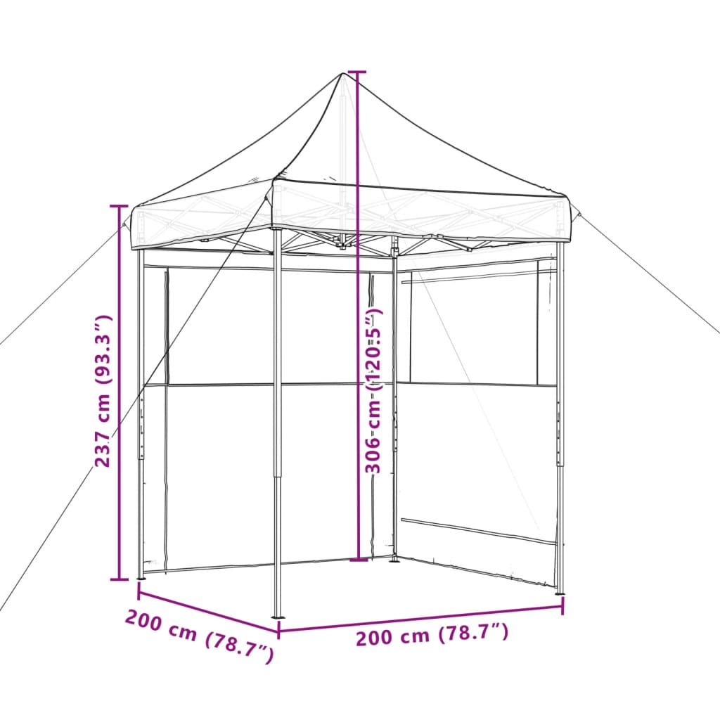 vidaXL Tienda de fiesta plegable Pop-Up con 2 paredes laterales marrón