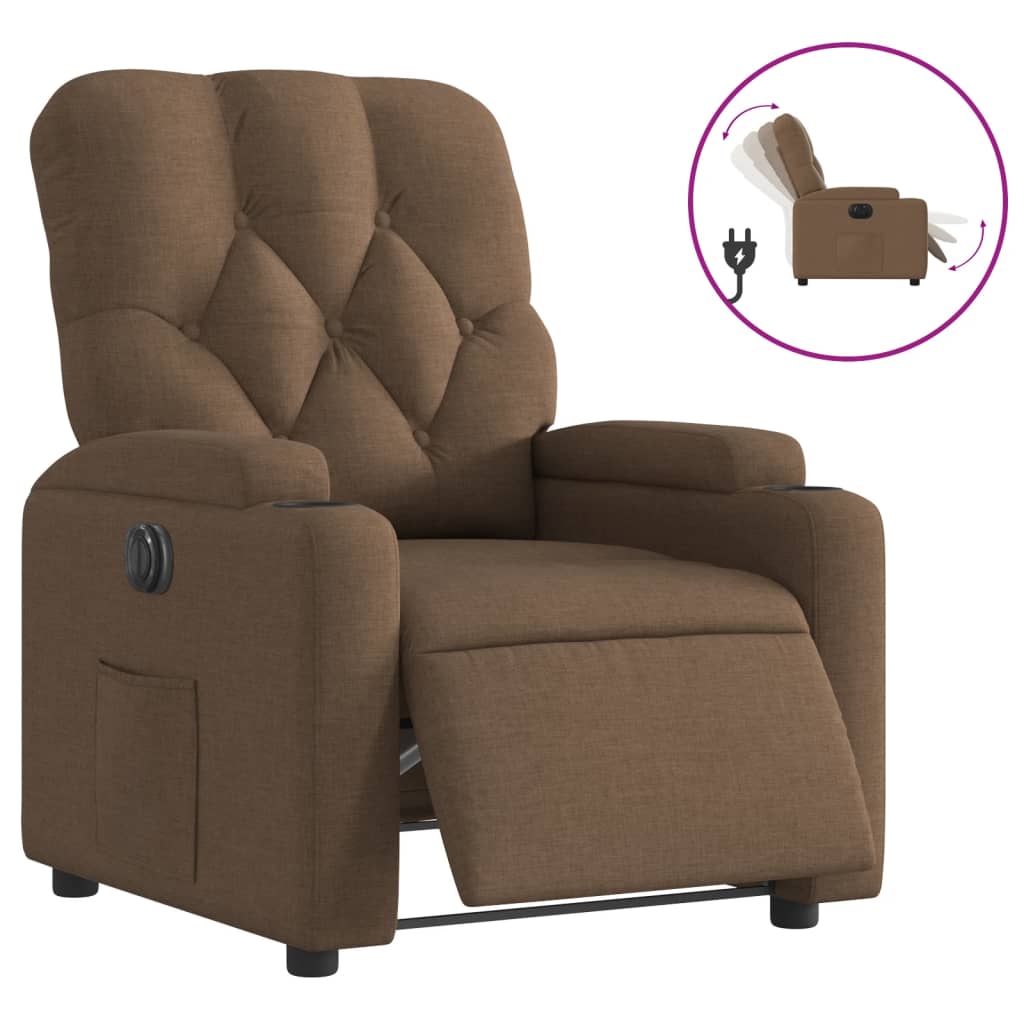 vidaXL Sillón reclinable eléctrico de tela marrón