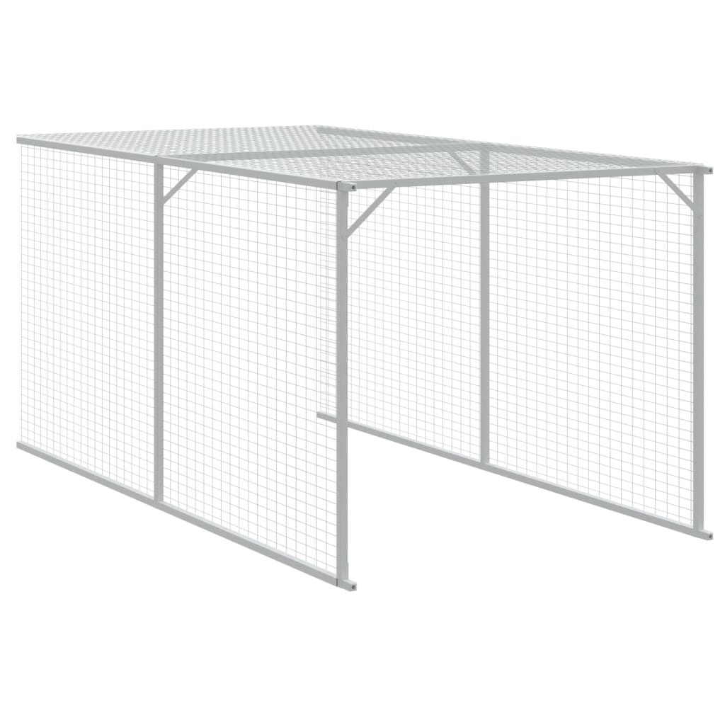 vidaXL Gallinero con corral acero galvanizado gris claro 117x405x123cm