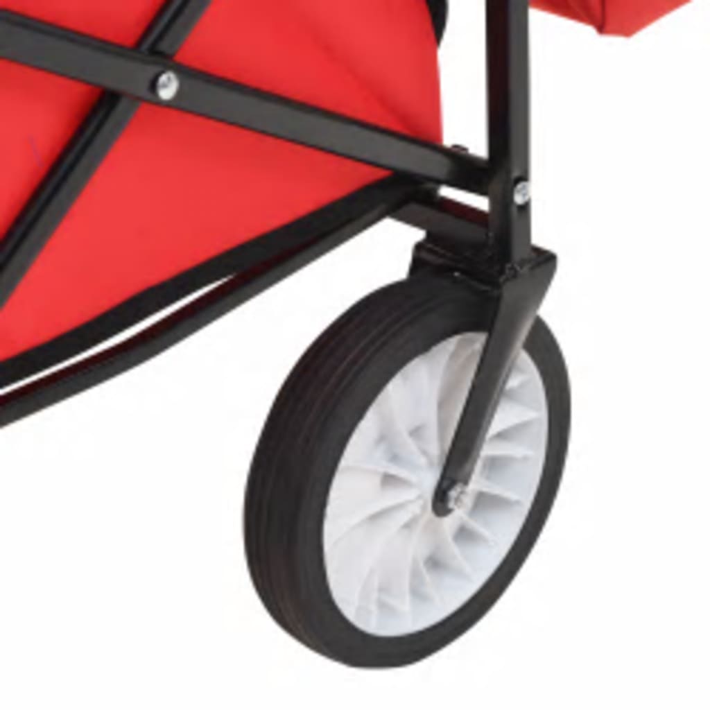 vidaXL Carrito de mano plegable de acero con capota rojo