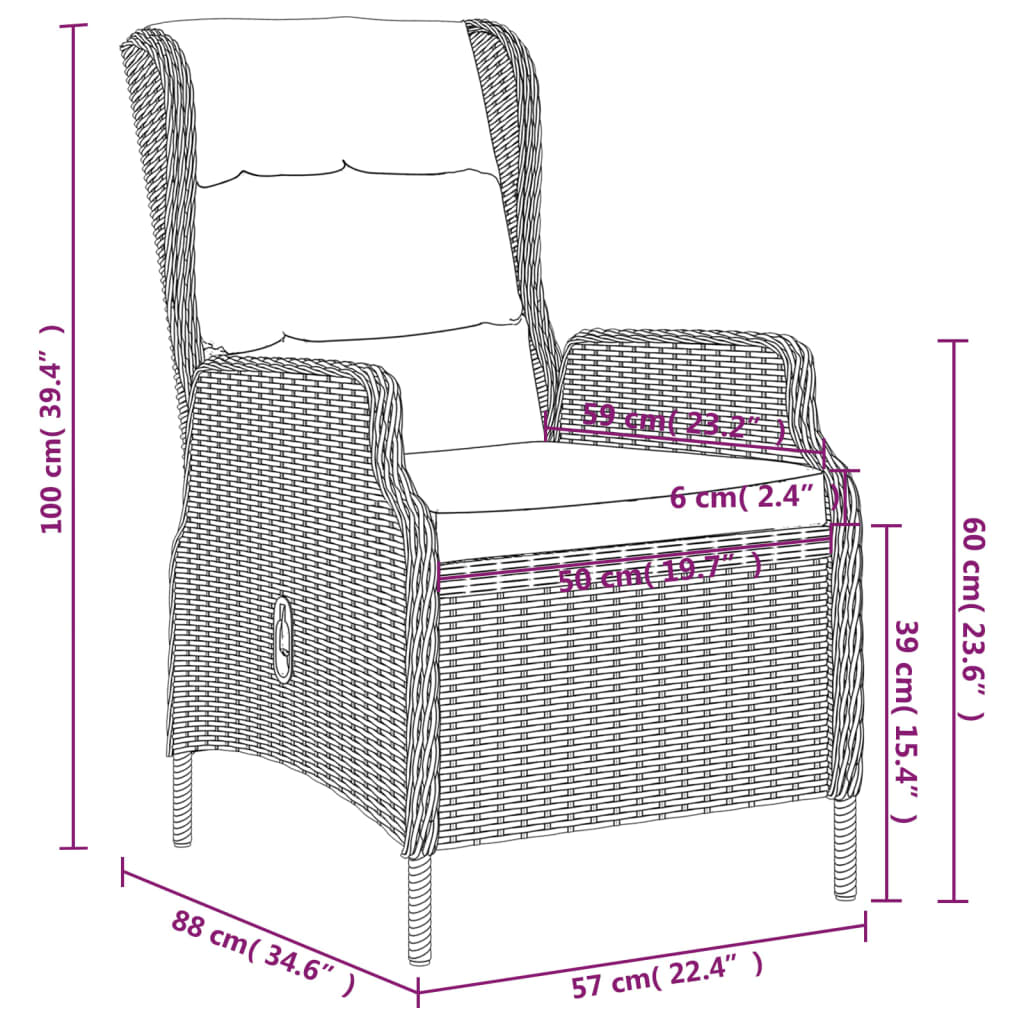 vidaXL Juego de comedor de jardín 9 piezas gris oscuro